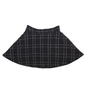 Black & gold plaid tweed mini skirt